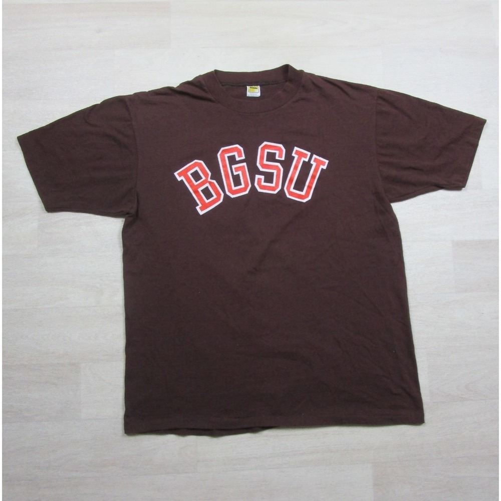 Vintage 80s Bowling Green BGSU T Shirt Ohio Size (L) College Velva Sheen
